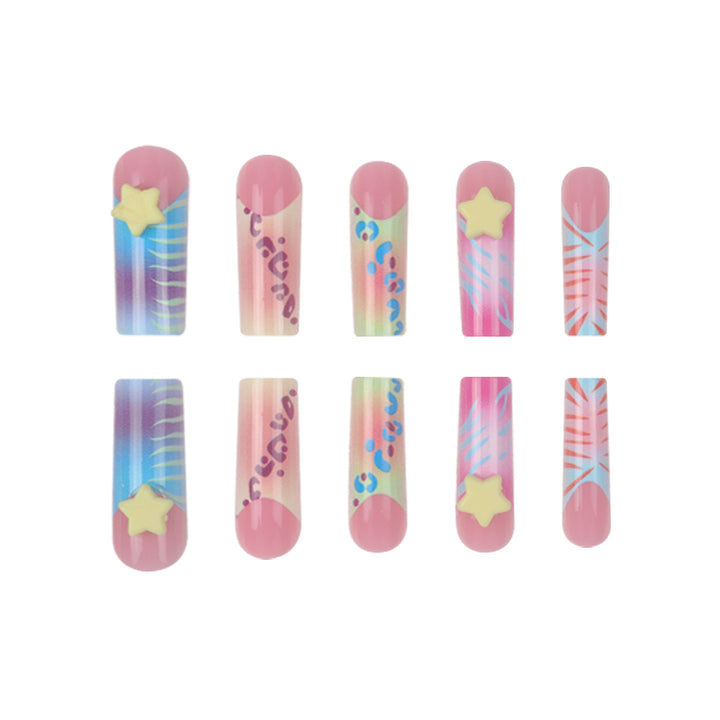 Artistic Press-On Nails with Vibrant Patterns Kalsten