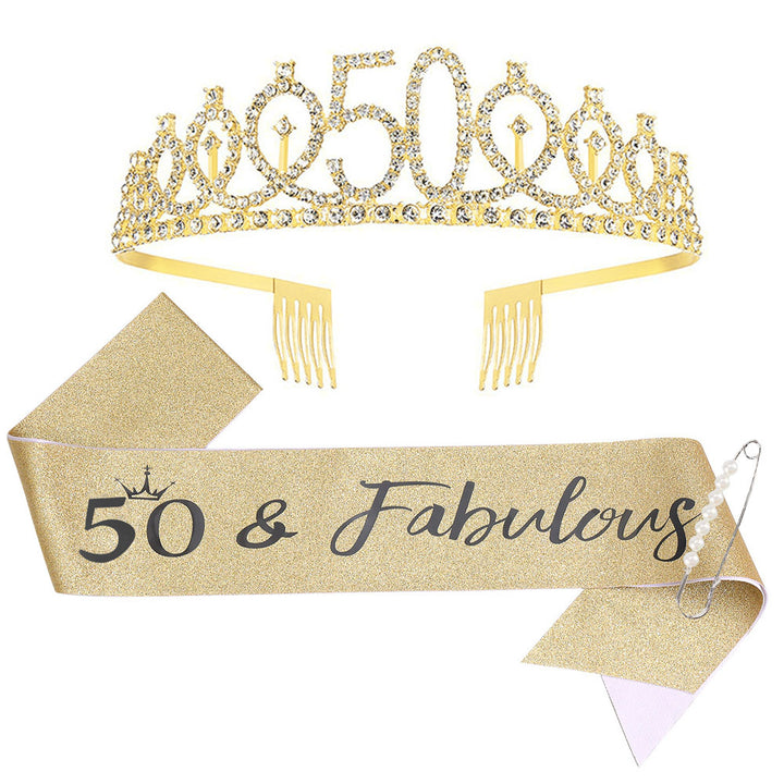 Ladies Sparkling Tiara with personalized 80th Birthday Inscription Kalsten
