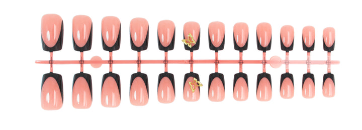 Artificial nails with elegant black and white tips and delicate accents Kalsten