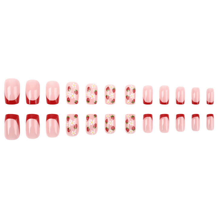 Artistic Strawberry Floral Press-On Nails Kalsten