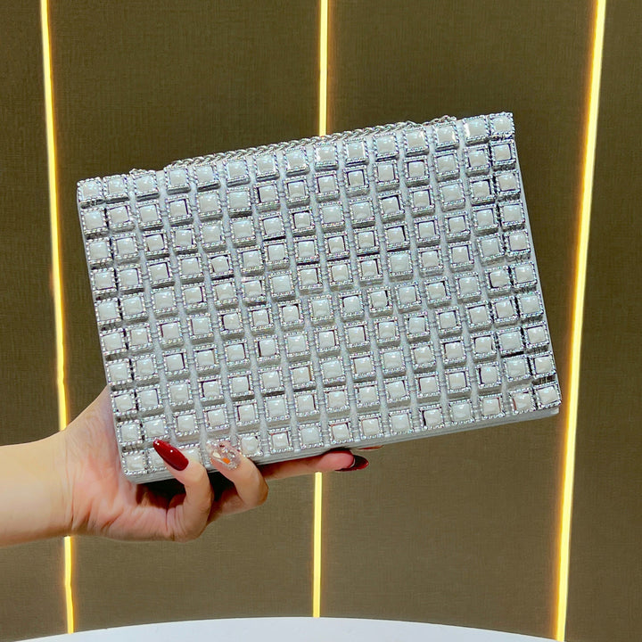 Decorative Crystal-Studded Evening Clutch
