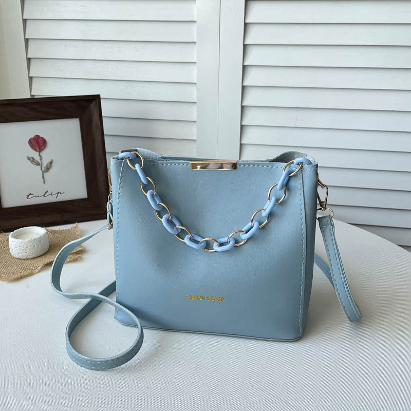 Chain-Accent Crossbody Handbag