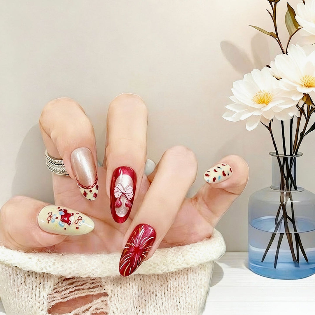 Playful Party-Themed Press-On Nails