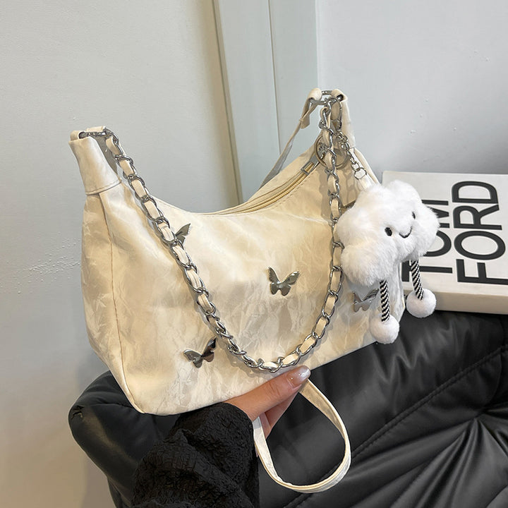 Butterfly-Embellished Shoulder Bag