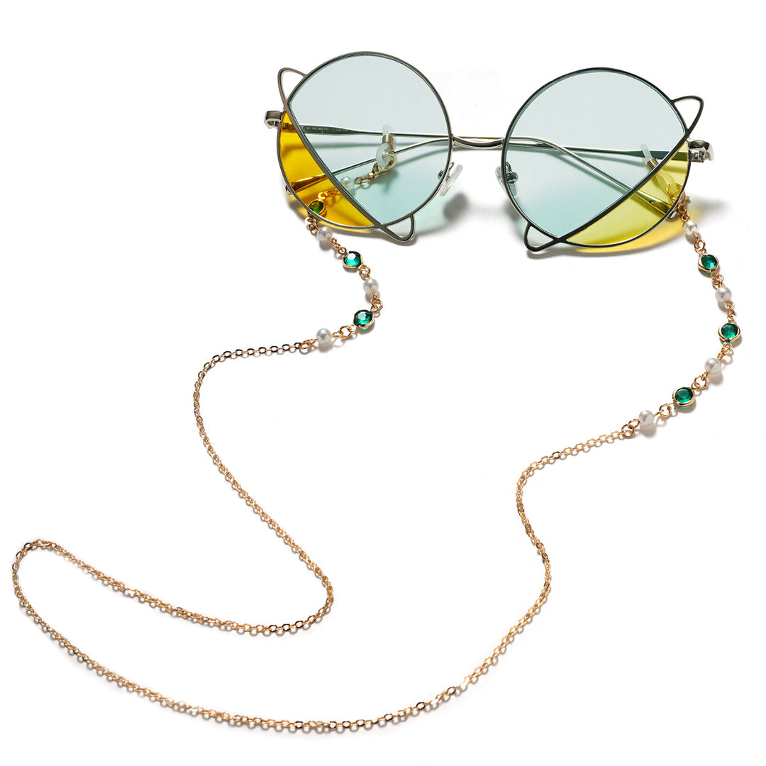 Elegant Pearl and Amethyst Eyewear Chain kalsten