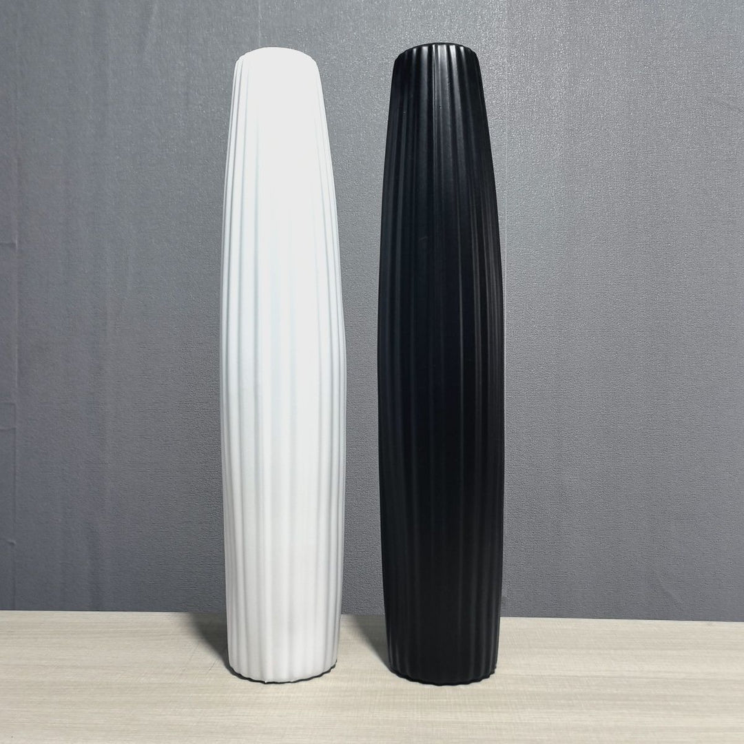 Elegant Tall Decorative Ribbed Vase Kalsten
