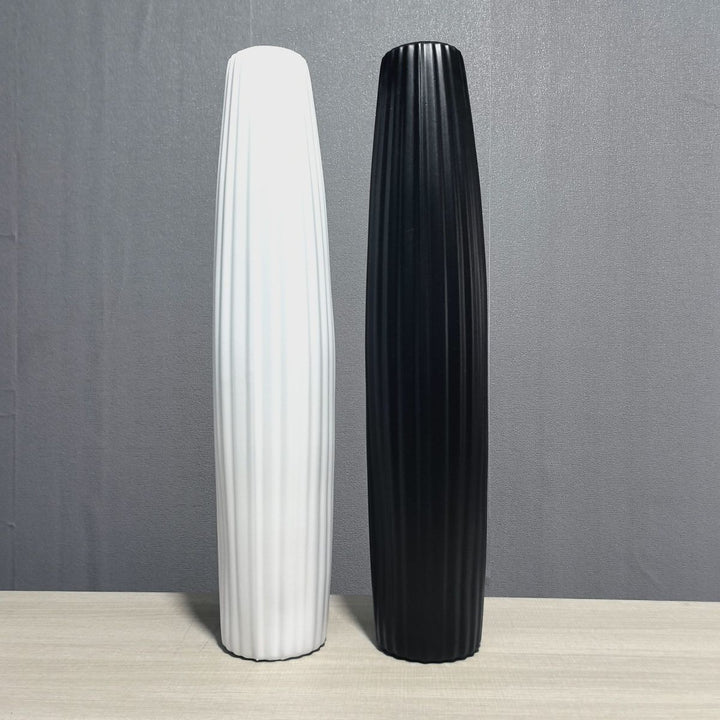 Elegant Tall Decorative Ribbed Vase Kalsten