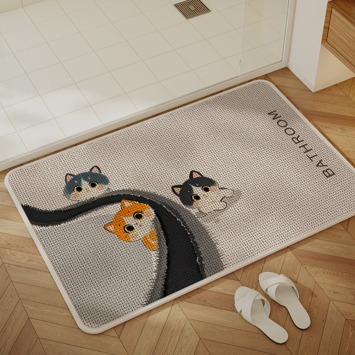 Cartoon Cat-Themed Non-Slip Bath Mat Kalsten