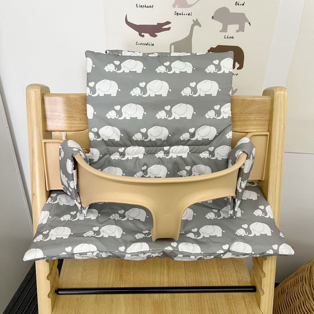 Padded Baby High Chair Cushion Set with Removable Teddy Applique