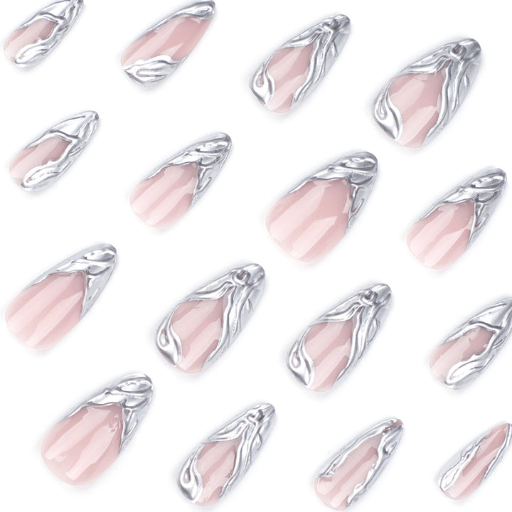 Artistic Acrylic Stiletto Nails with Elegant Metallic Decorations Kalsten