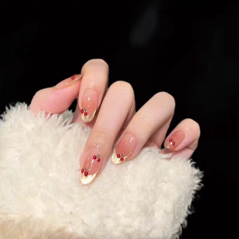 Glossy French Tip Press-On Nails Kalsten 1787395092
