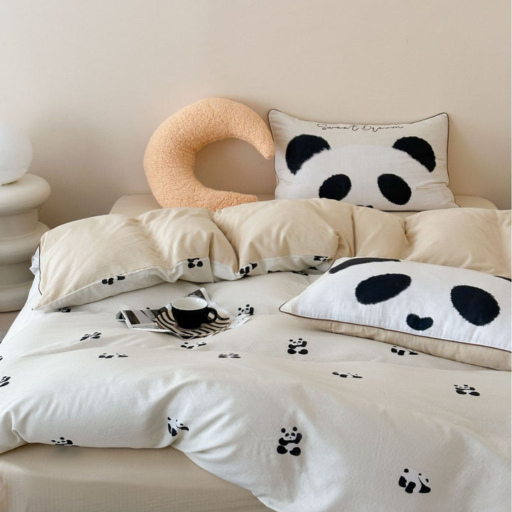 Children's bedding set with delicate bunny watercolor designs and extra-soft jersey touch