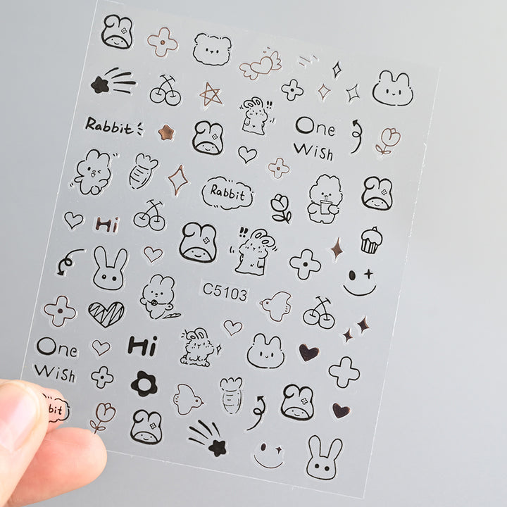 Cat-Themed Nail Art Stickers