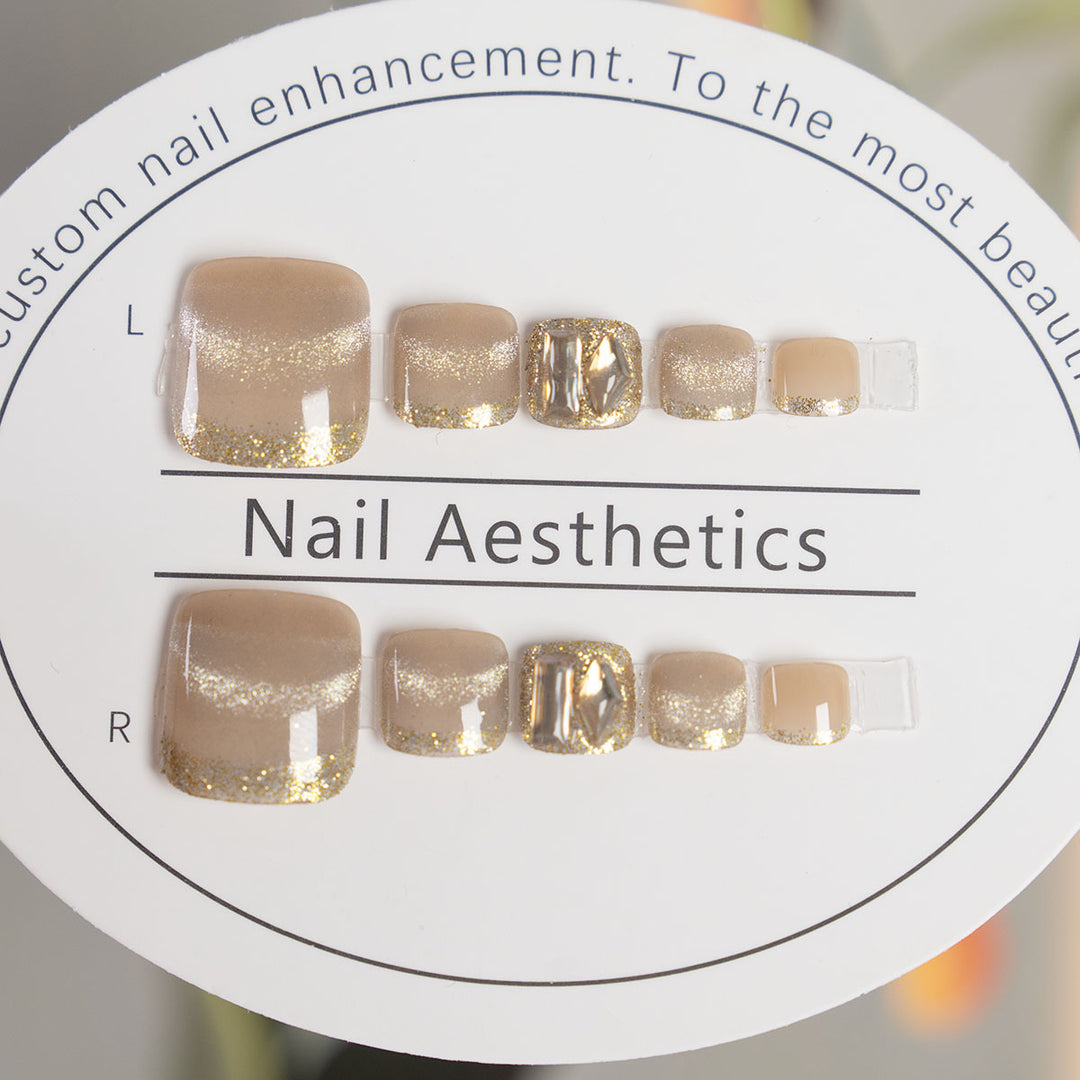 Decorative Rhinestone Embedded Toenail Art