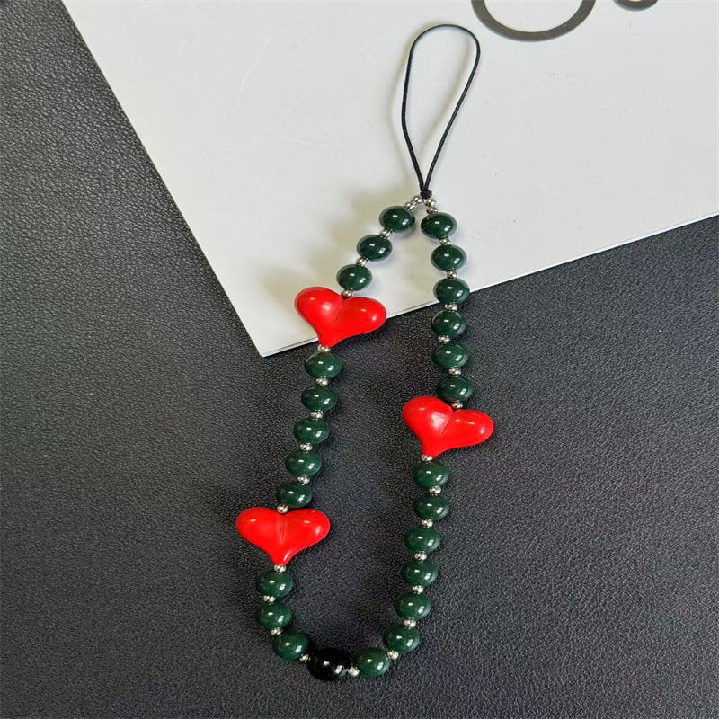 Decorative Beaded Heart Charm Keychain Kalsten