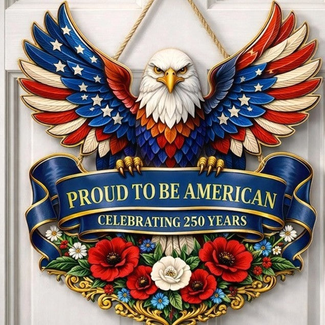 Unisex nan patriotic anniversary commemorative circular resin wall plaque with high-relief eagle Liberty Bell and Statue of Liberty personalization Kalsten