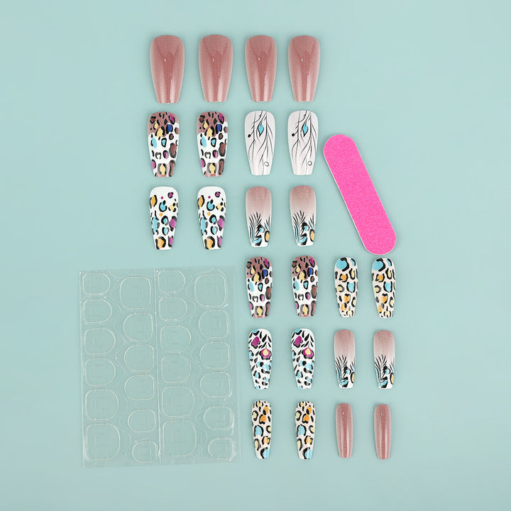 Creative Nail Art Set with Leopard and Flower Patterns Kalsten