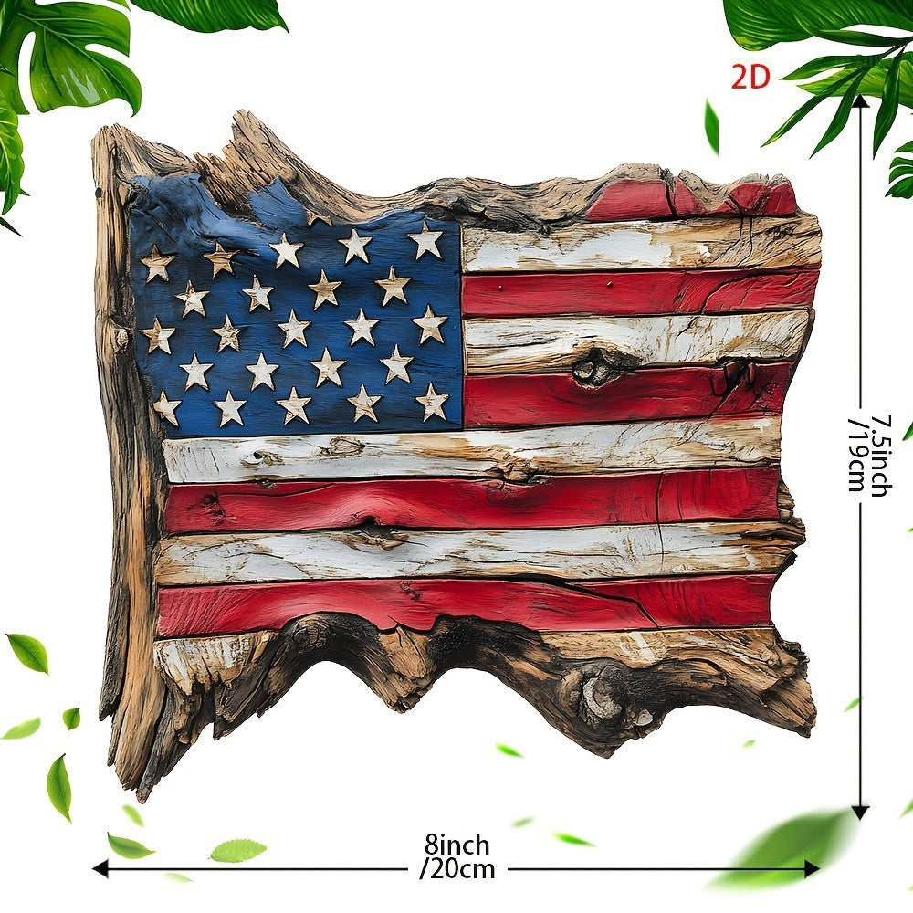 Unisex rustic wooden wall decoration in USA flag design made from handcrafted driftwood Kalsten