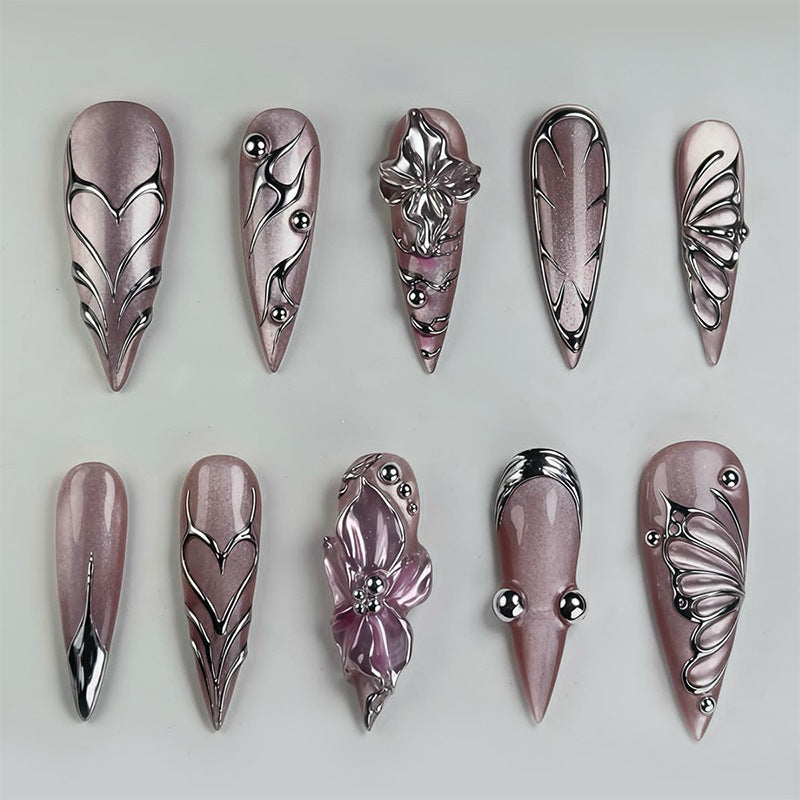 Elegant Artificial Nails with Filigree Patterns Kalsten