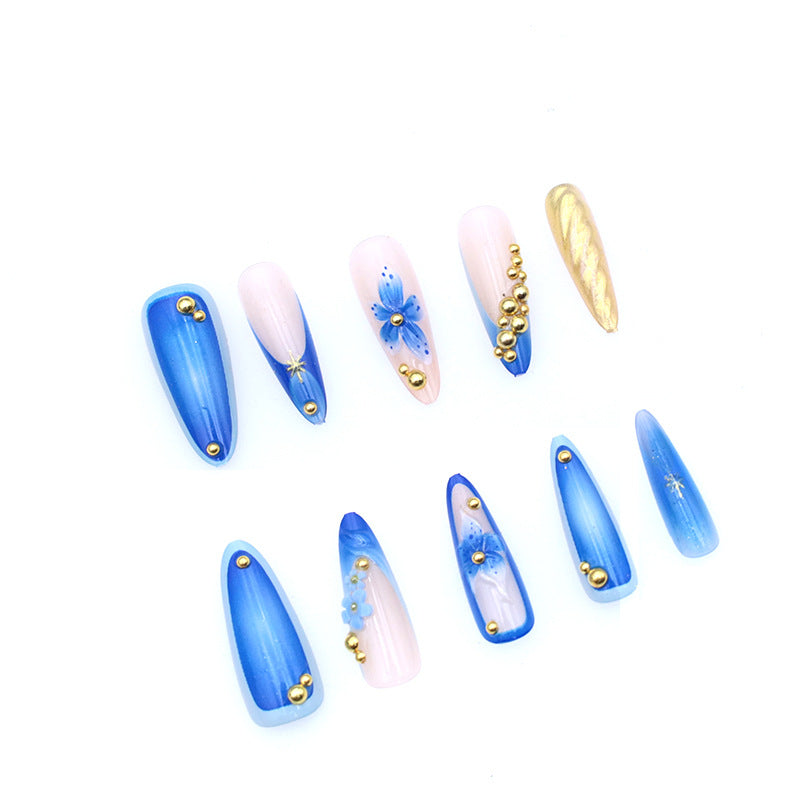 Artistic Flower and Gem Nail Enhancements Kalsten