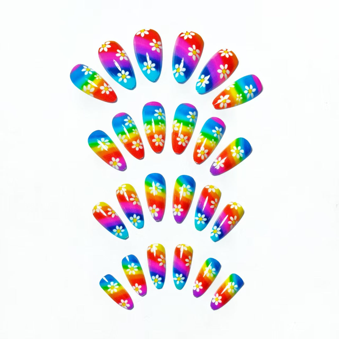 Artistic Floral Rainbow Nail Art Kalsten