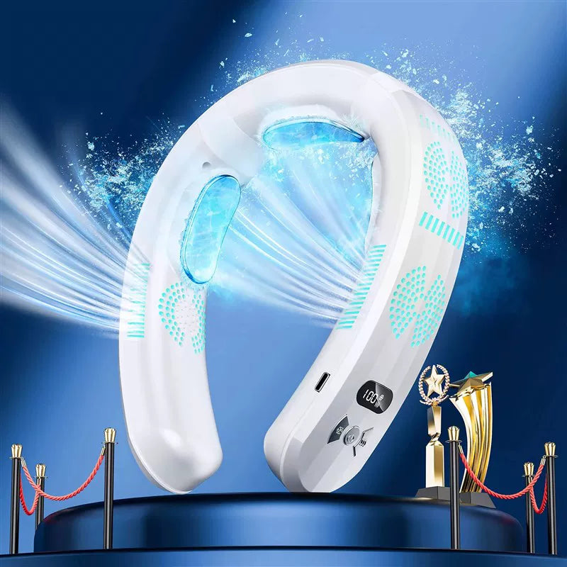 Unisex one size hands-free portable neck cooling fan with LED display and adjustable airflow Kalsten