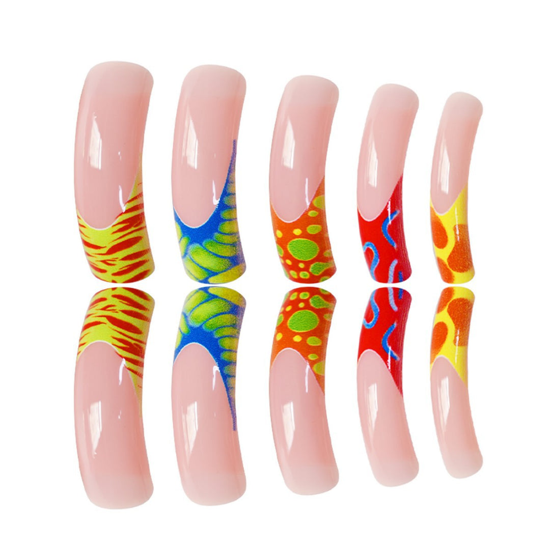 Colorful Artistic Long Nail Enhancements Kalsten