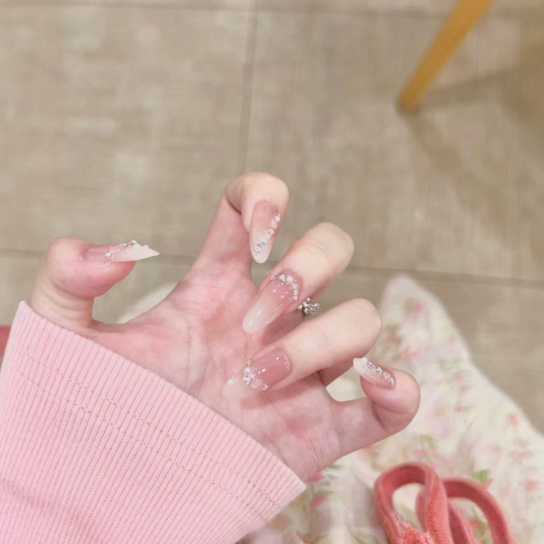 Elegant Rhinestone Accented Press-On Nail Art