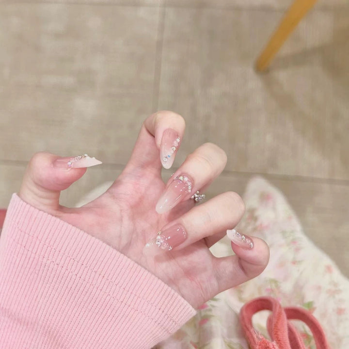 Elegant Rhinestone Accented Press-On Nail Art