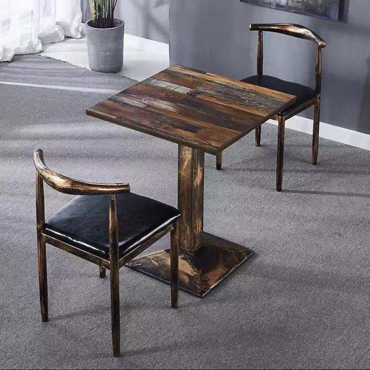Vintage dining table with custom license plate design Kalsten