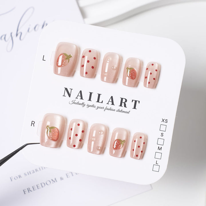 Artistic Press-On Nail Set with Cute Character Designs Kalsten