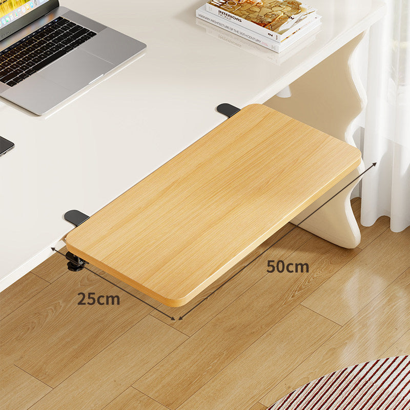 Under-Desk Bamboo Slide-Out Work Surface Clamp-Mounted Keyboard & Mouse Platform