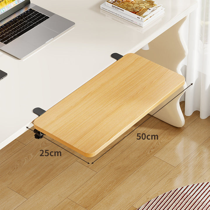 Under-Desk Bamboo Slide-Out Work Surface Clamp-Mounted Keyboard & Mouse Platform