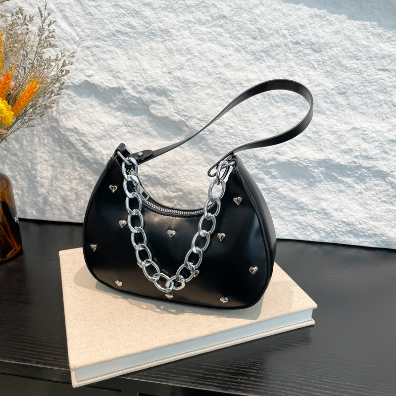 Chic Heart-Embellished Shoulder Bag Kalsten