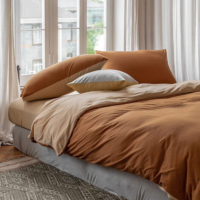 Reversible bedding set made of cotton-linen with skin-friendly, breathable structure