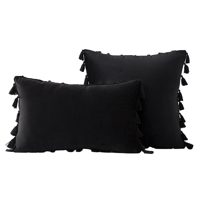 Velvet Tassel-Trim Square and Lumbar Decorative Pillow Set