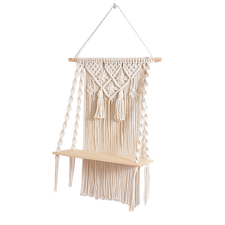 Macrame Wall Hanging Shelf with Decorative Accents Kalsten