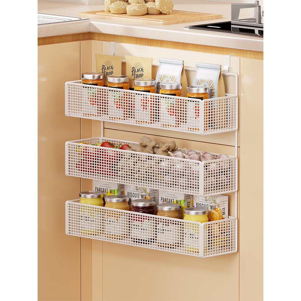 Over-Cabinet Three-Tier Mesh Hanging Pantry Organizer with Removable Baskets
