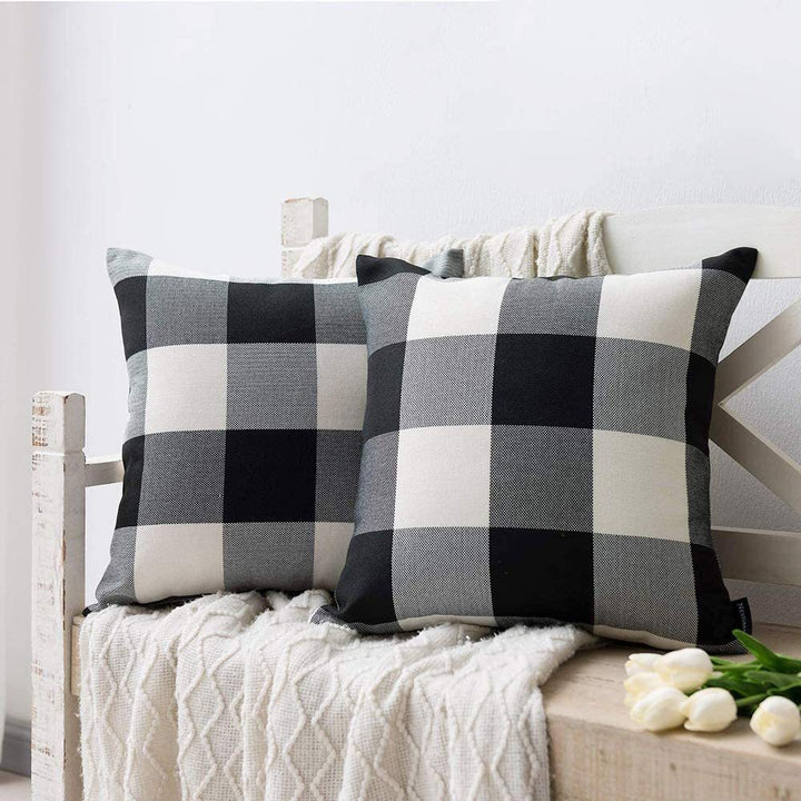 Buffalo Check Square Throw Pillow Covers with Hidden Zipper