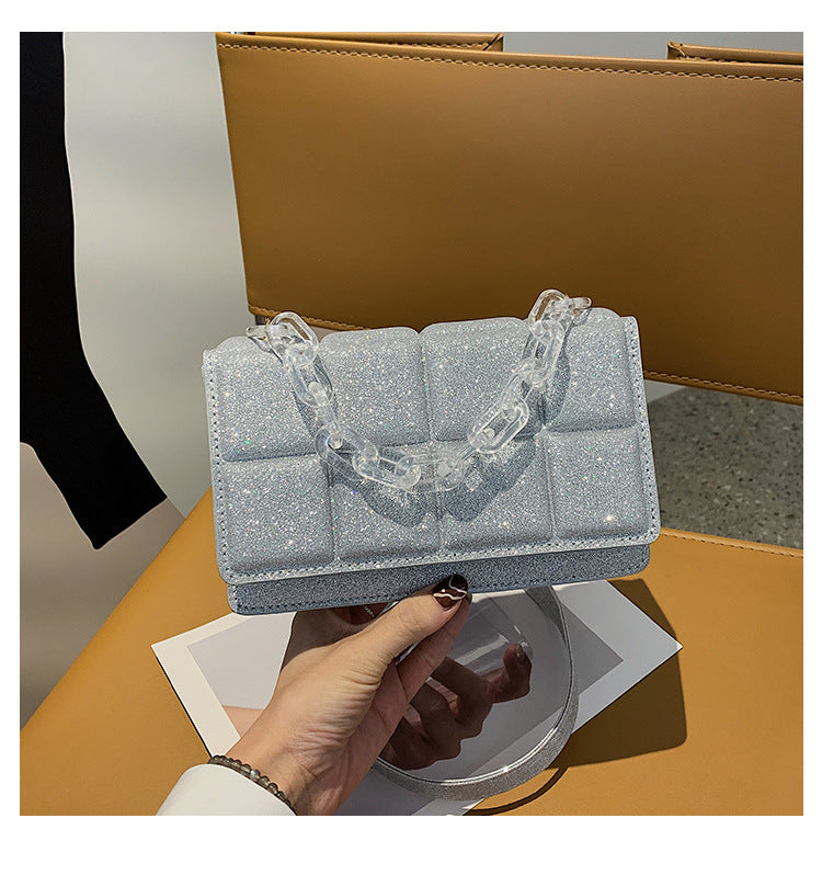 Textured Chain-Handled Evening Handbag