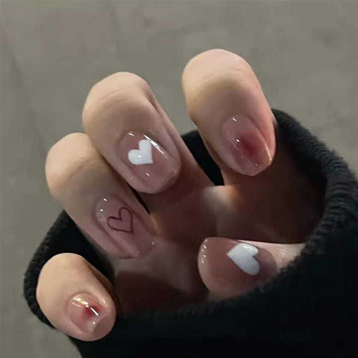 Heart-Embellished Press-On Nail Set Kalsten