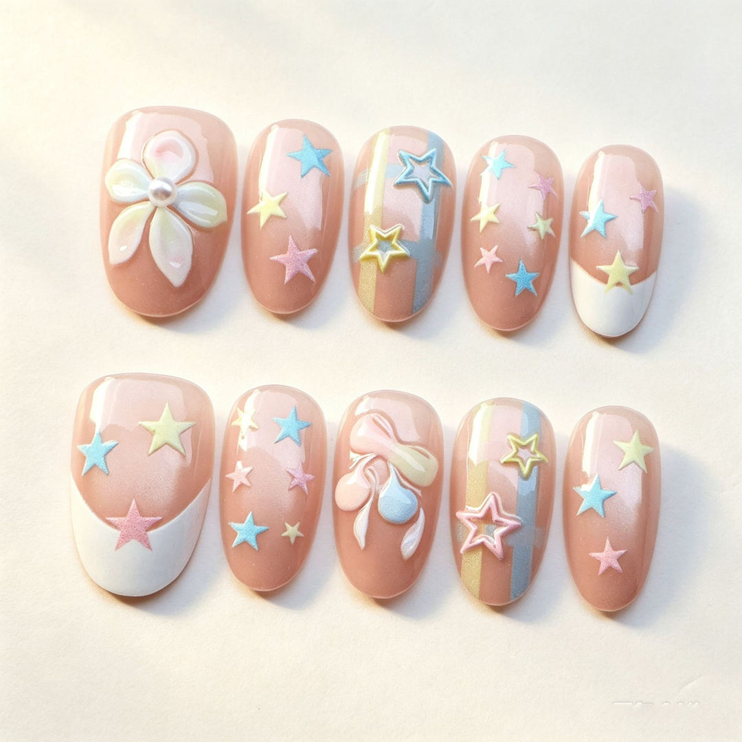 Starry Floral Nail Art