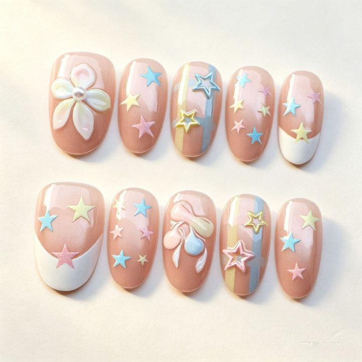 Starry Floral Nail Art