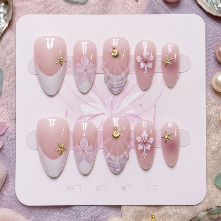 Artistic Seashell Press-On Nails