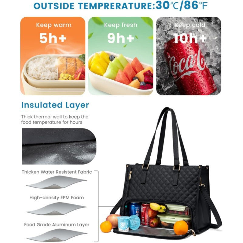 Stylish Quilted Insulated Lunch Tote Kalsten