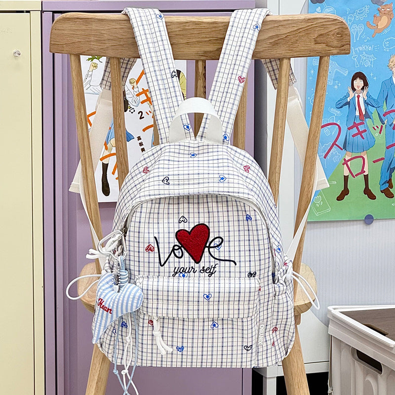 Embroidered Heart-Themed Casual Backpack Kalsten