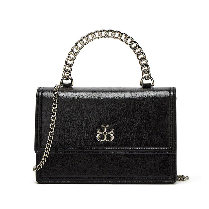 Elegant Leather Shoulder Bag with Chain Strap