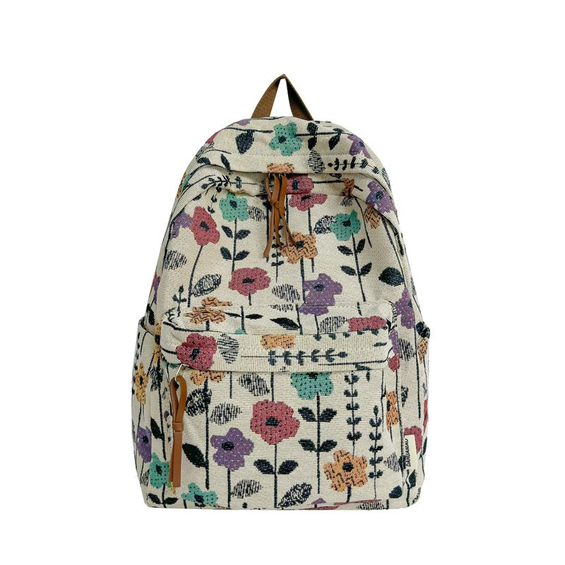 Floral Patterned Canvas Backpack Kalsten