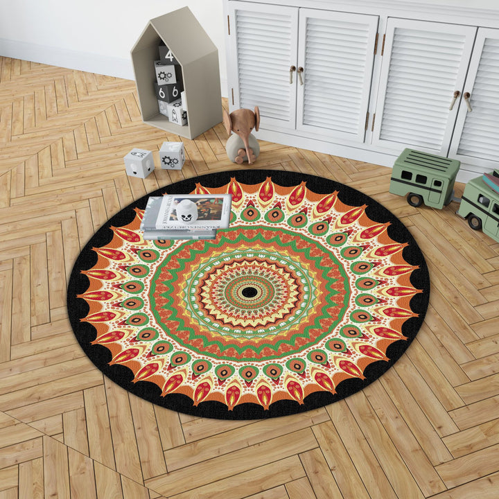 Mandala Print Round Area Rug Kalsten