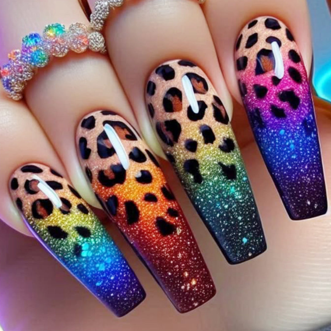 Ombre Leopard Print Nail Art Extensions Kalsten